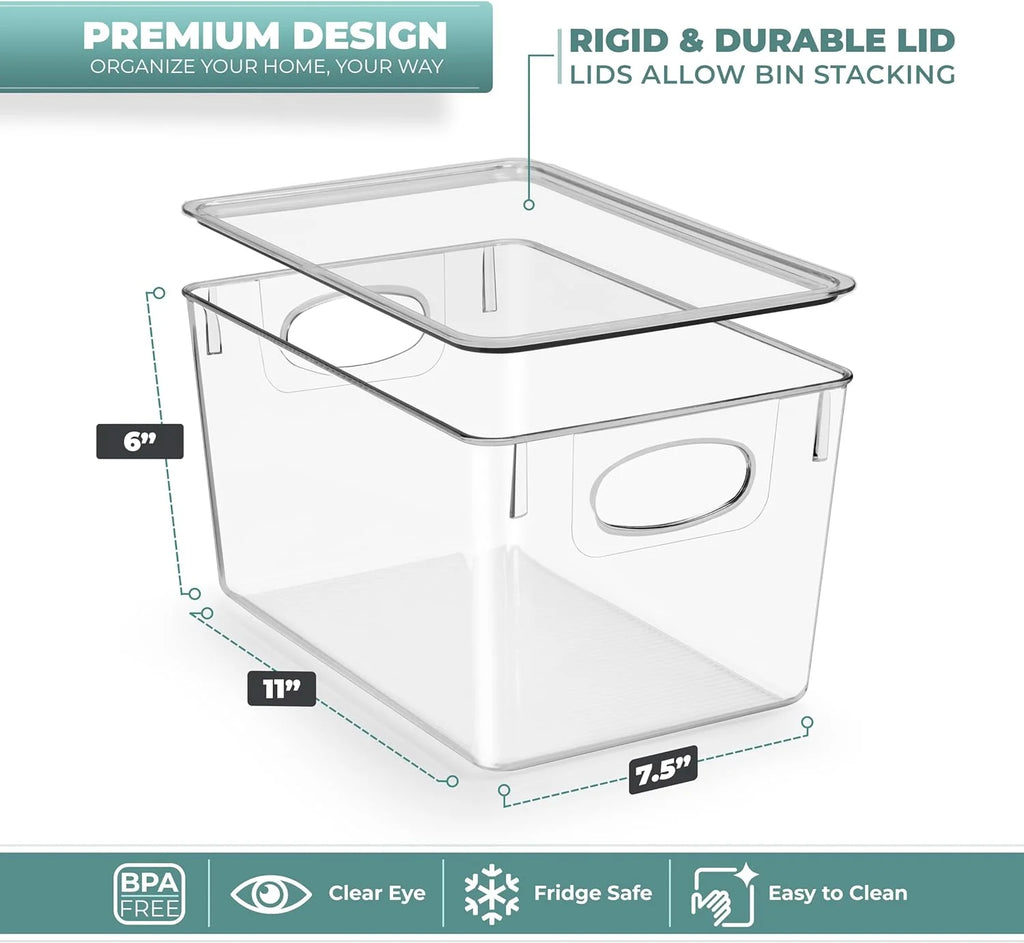 Set of 4 Clear Plastic Storage Bins with Lids X3359