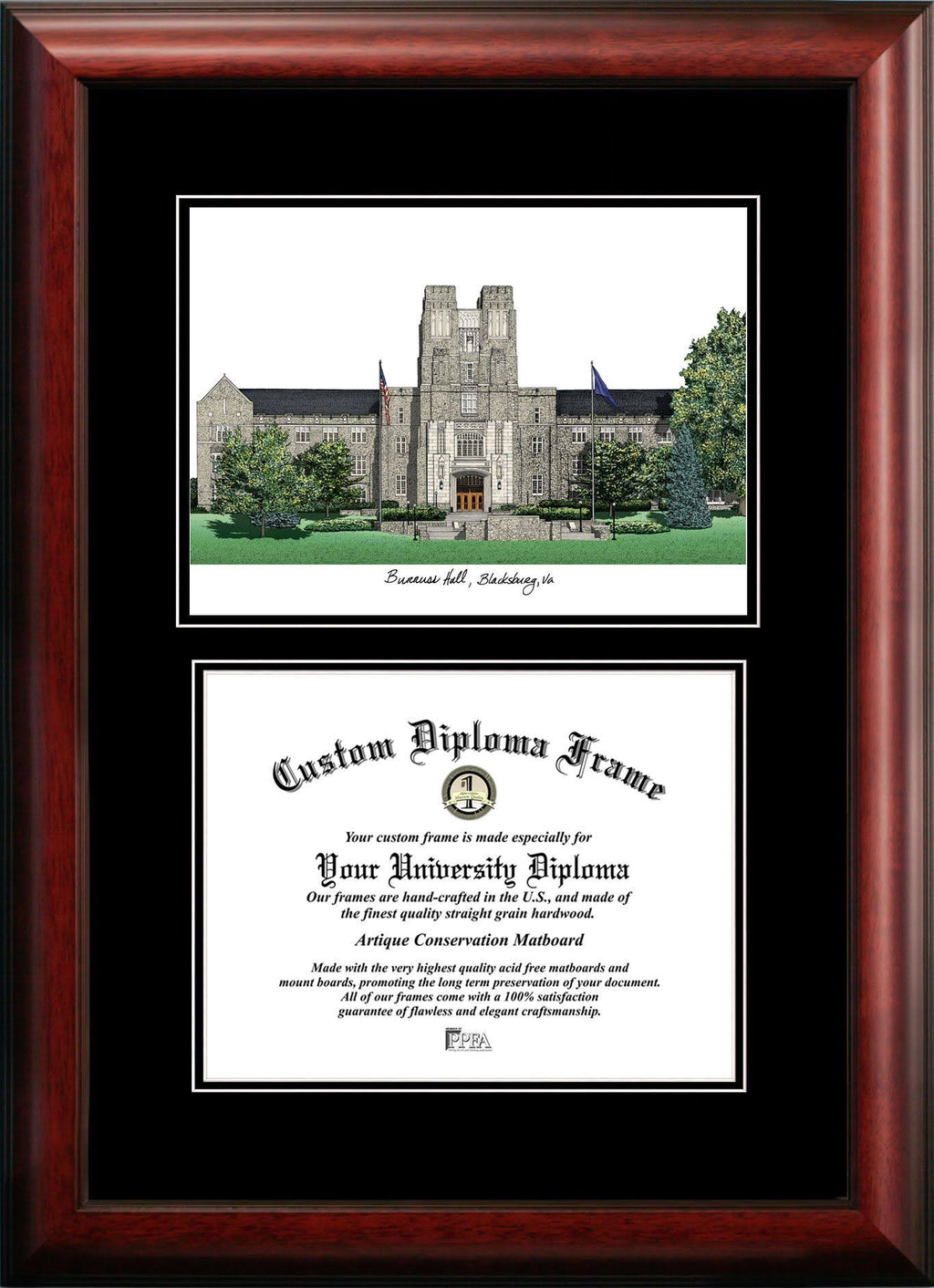 Virginia Tech University Diploma Frame A240