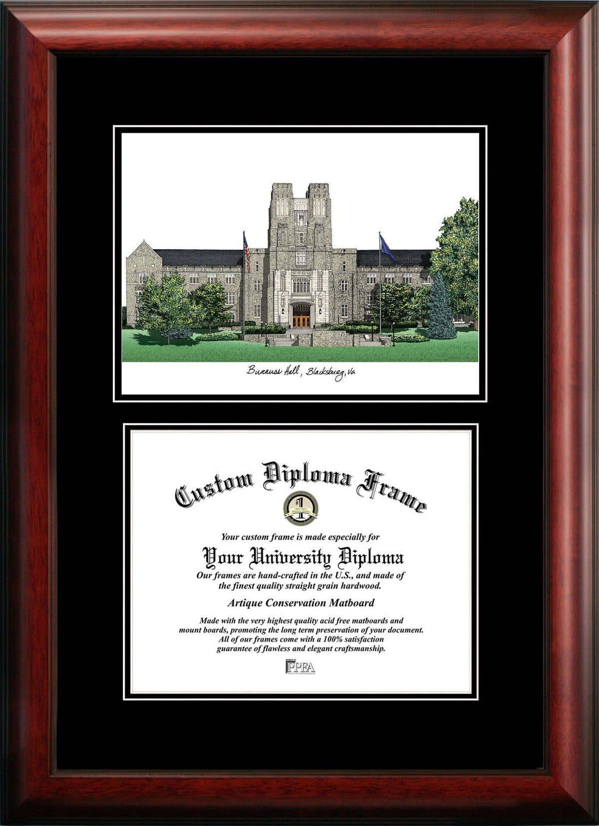 Virginia Tech University Diploma Frame A240