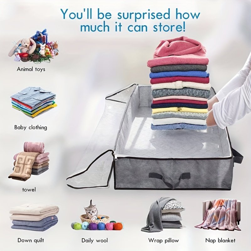 2pcs Heavy-Duty Metal Underbed Storage Bags Y4875