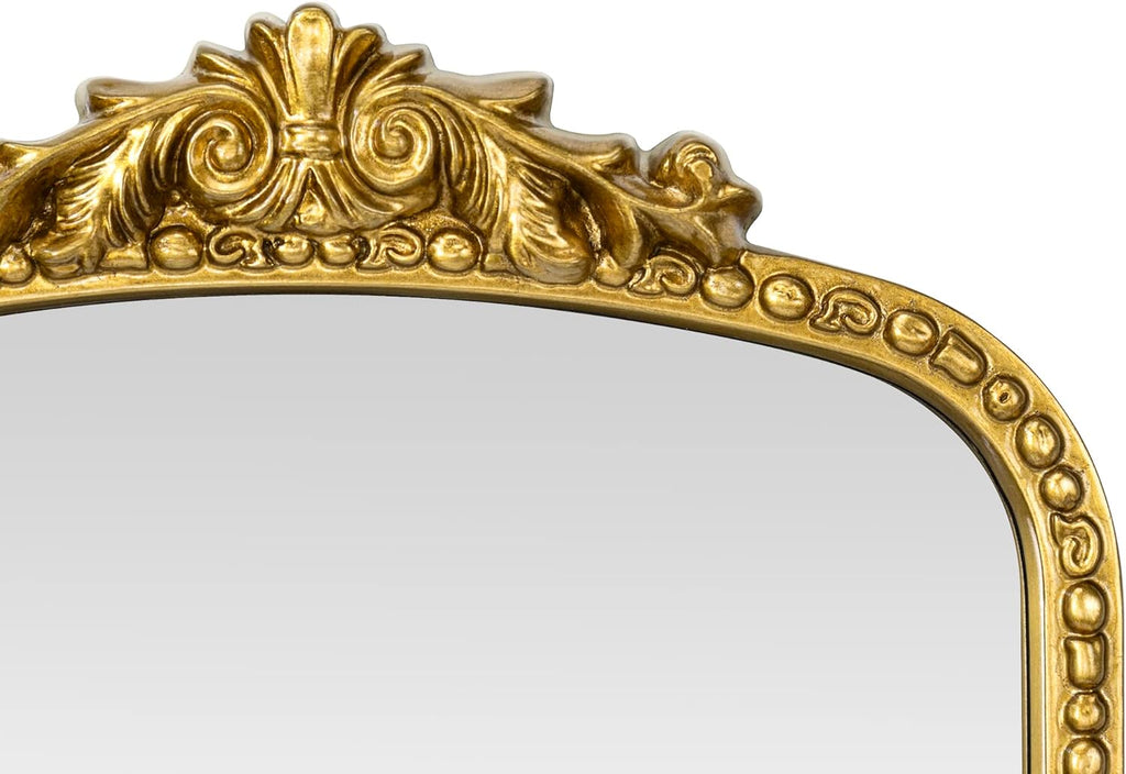 Antiqued Gold Ornate Arched Wall Mirror, 30 x 34'' P9906