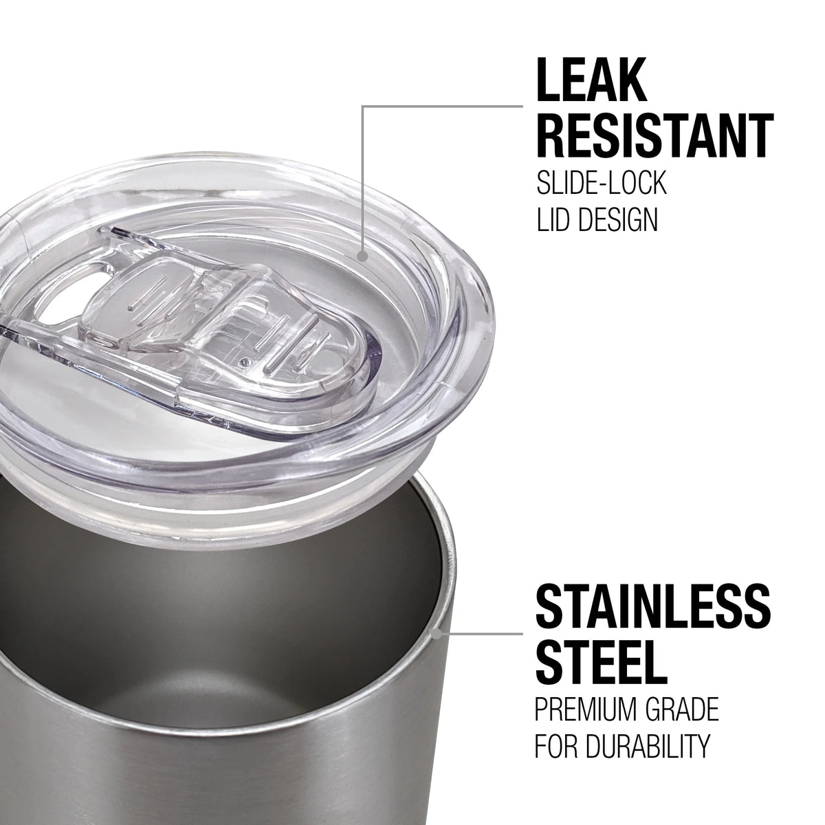 12 oz Stainless Steel Insulated Tumbler with Leak Resistant Slide-Lock Lid W95666