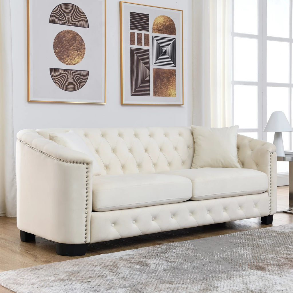Velvet Beige 3-seater + 2-seater Combination Sofa T396621
