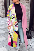 Print Contrast Turn-back Collar Outerwear R522