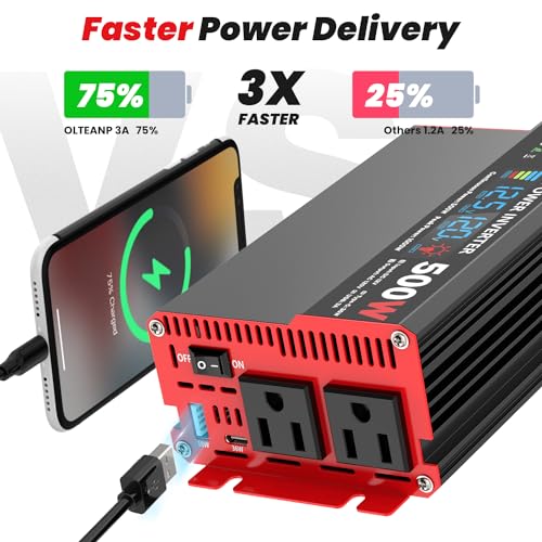 1000 Watt 12V DC to 110V/120V AC Power Inverter with LCD Display V36695