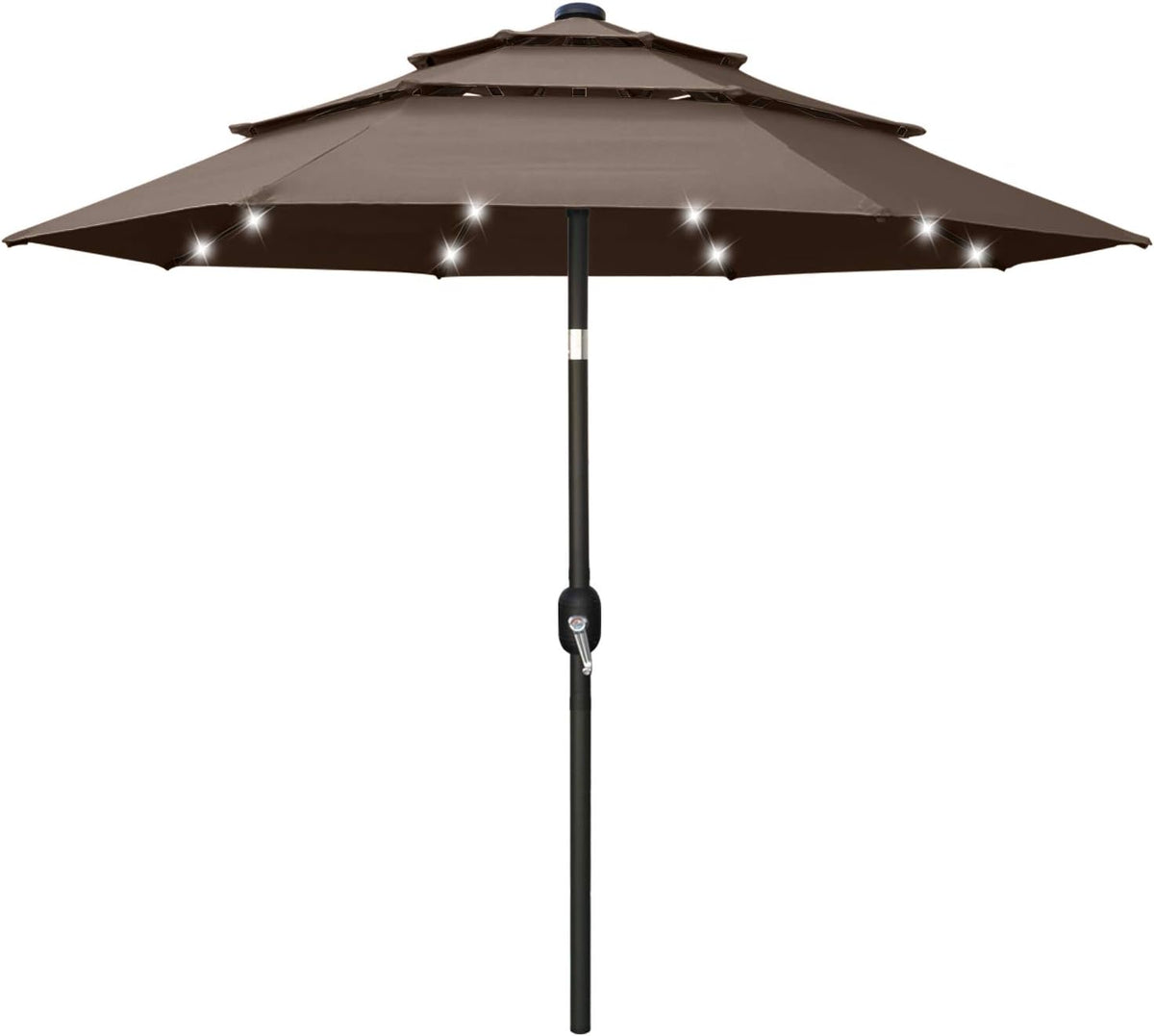 11FT Solar 3 Tiers Market Umbrella with 32 LED J3533