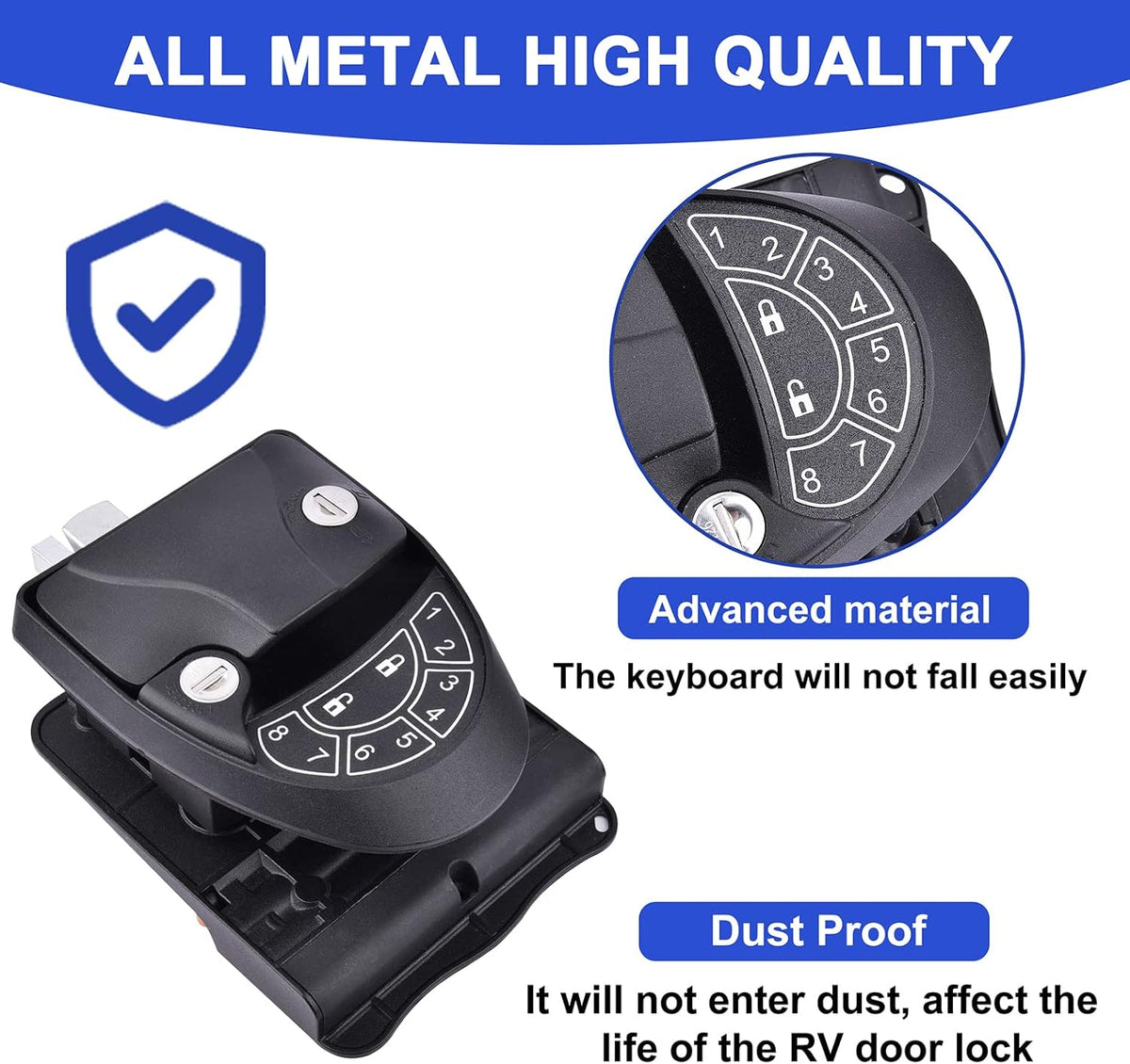RV Keyless Entry Door Lock with Backlit Keypad and Install Tools G54761