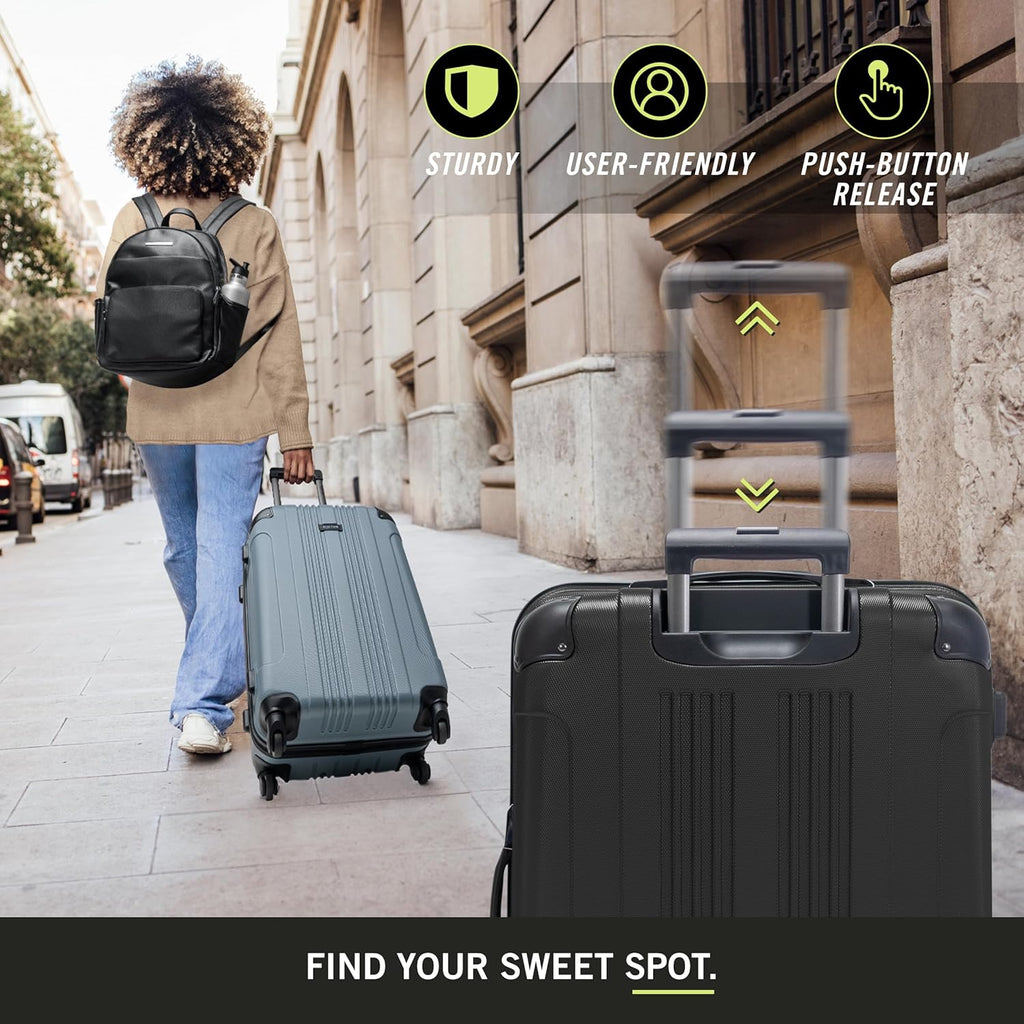 Lightweight Hardshell 4-Wheel Spinner Luggage, Midnight Black, 24-Inch Checked D37716