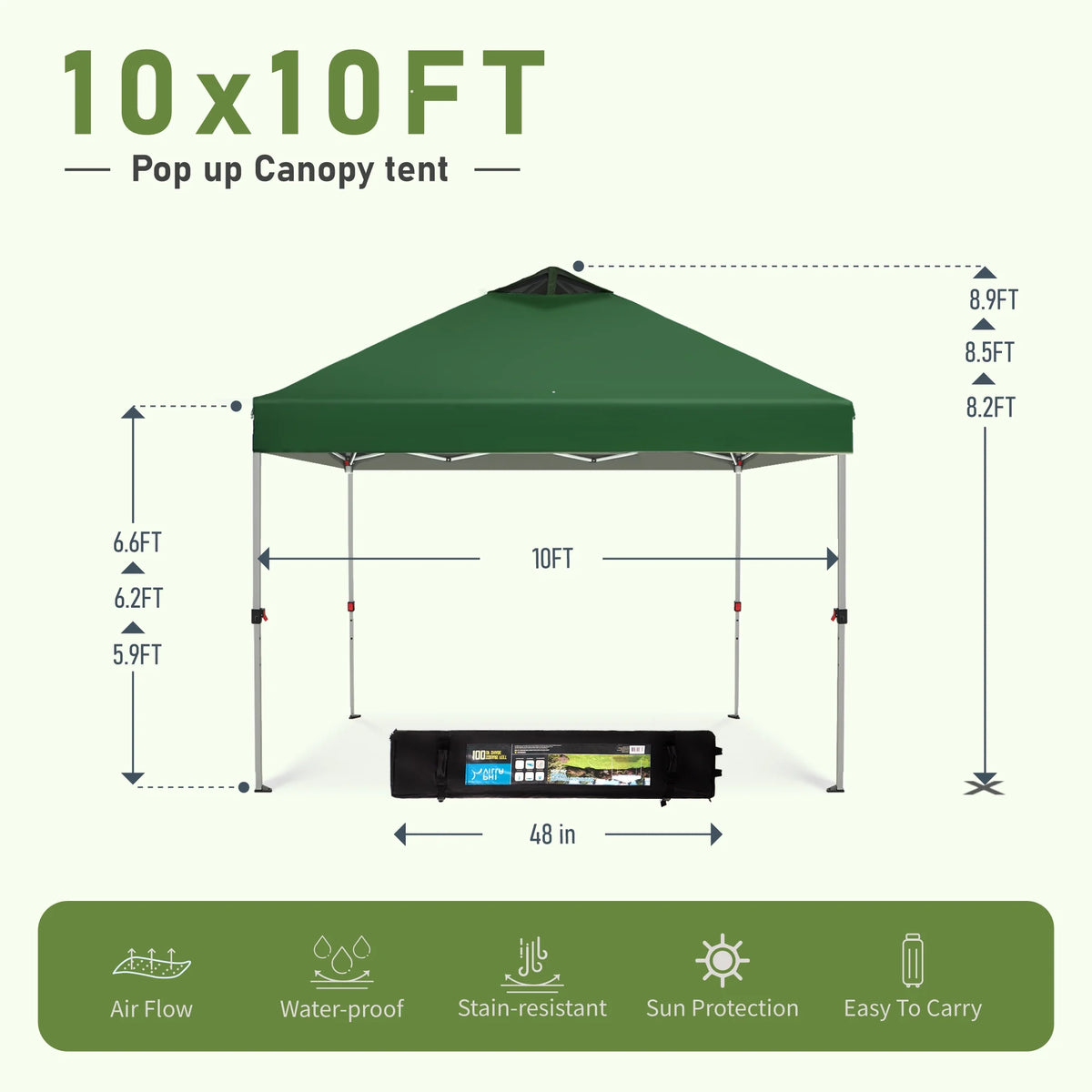 10x10ft Pop-up Canopy Tent with Wheeled Bag - Blue P623184