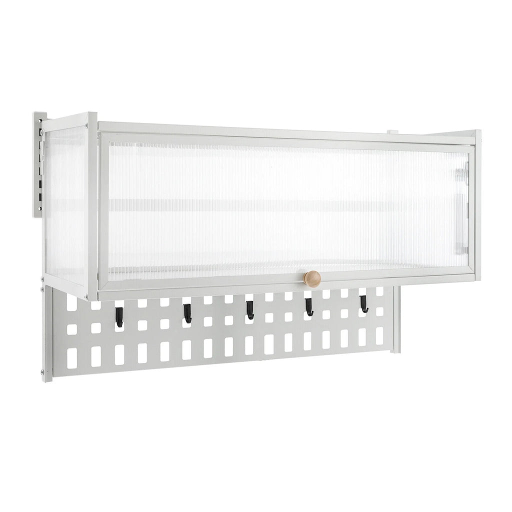White Wall Mounted Cabinet with 5 Hooks D95253