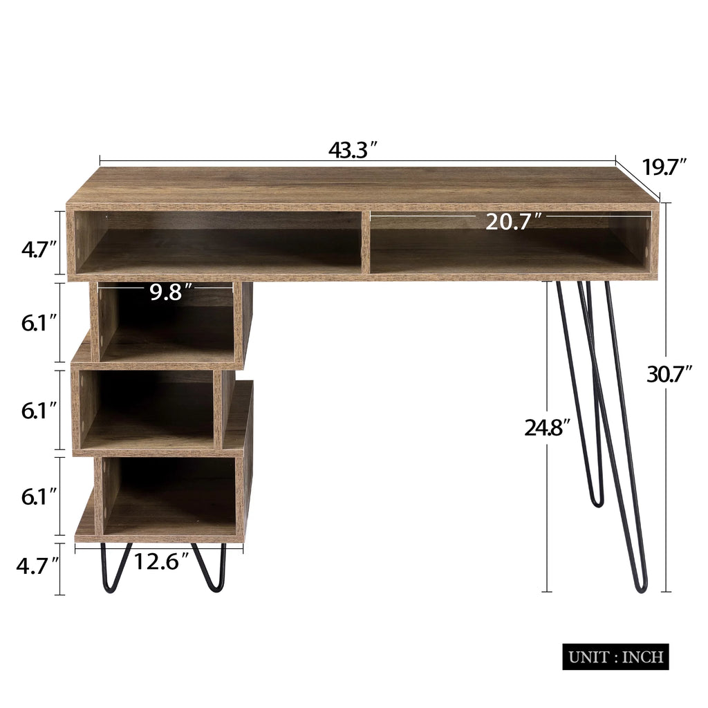 Brown Writing Study Desk with Lattice and V-Shaped Iron Leg Y43997