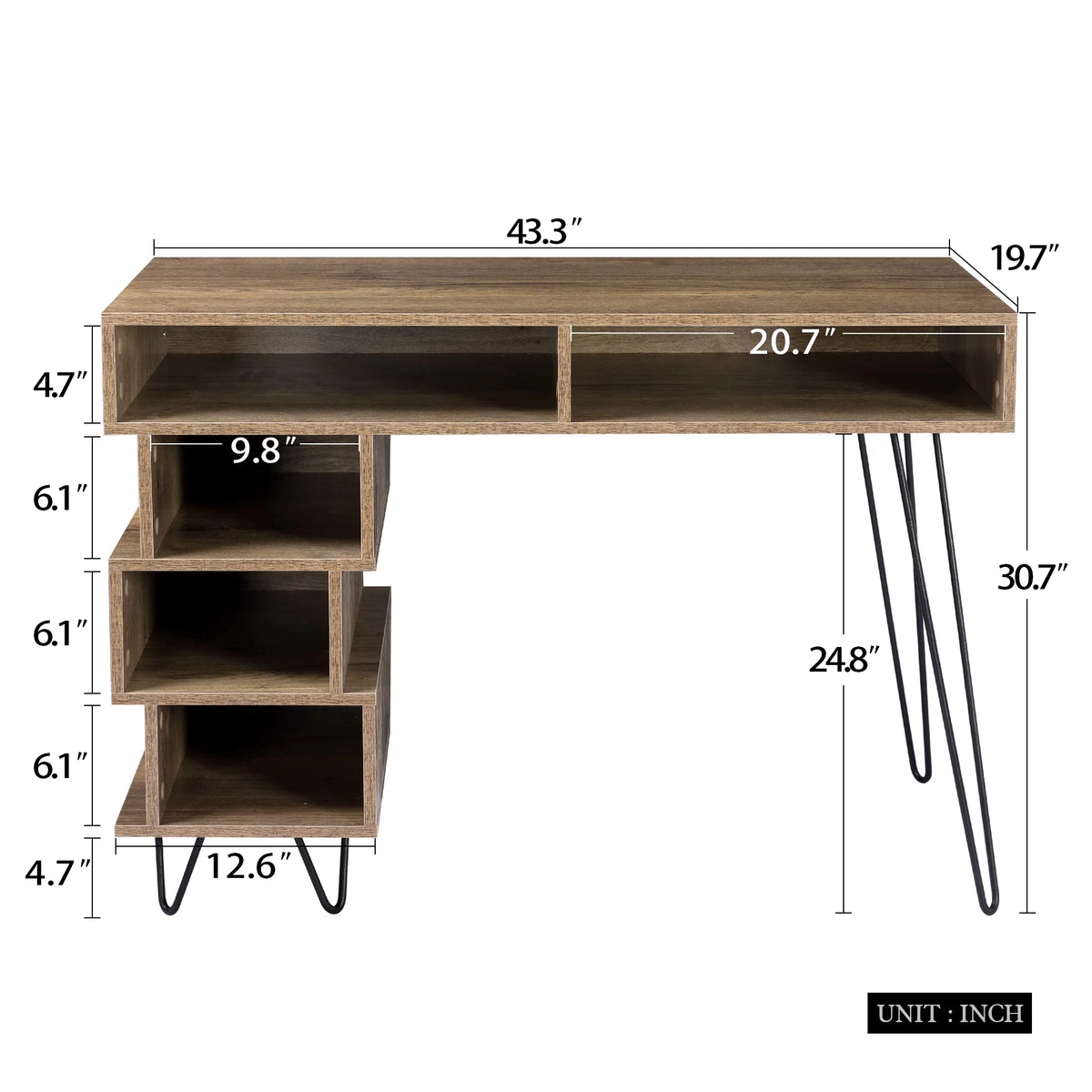 Brown Writing Study Desk with Lattice and V-Shaped Iron Leg Y43997