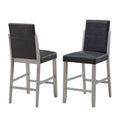 Black Vinyl & Champagne Wood Counter Height Bar Stools Set of 2 P6535