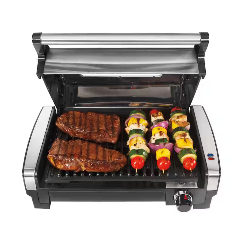 Stainless Steel Indoor Grill with Non-Stick Plates E767