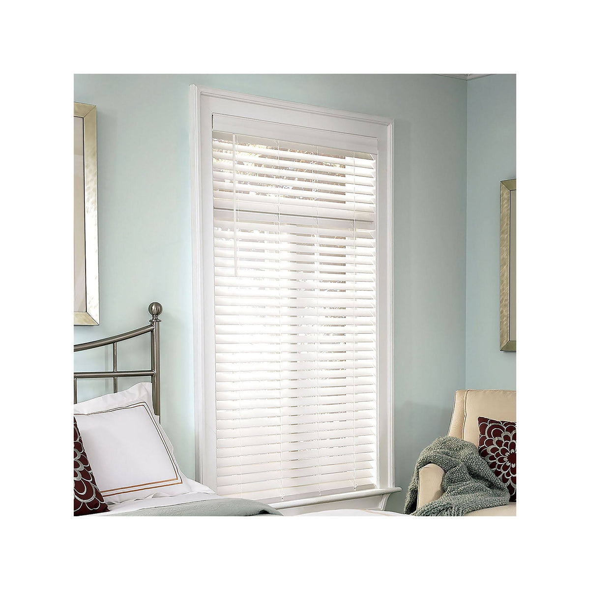 White 36.5X72 Cordless Faux Wood Blind M18451