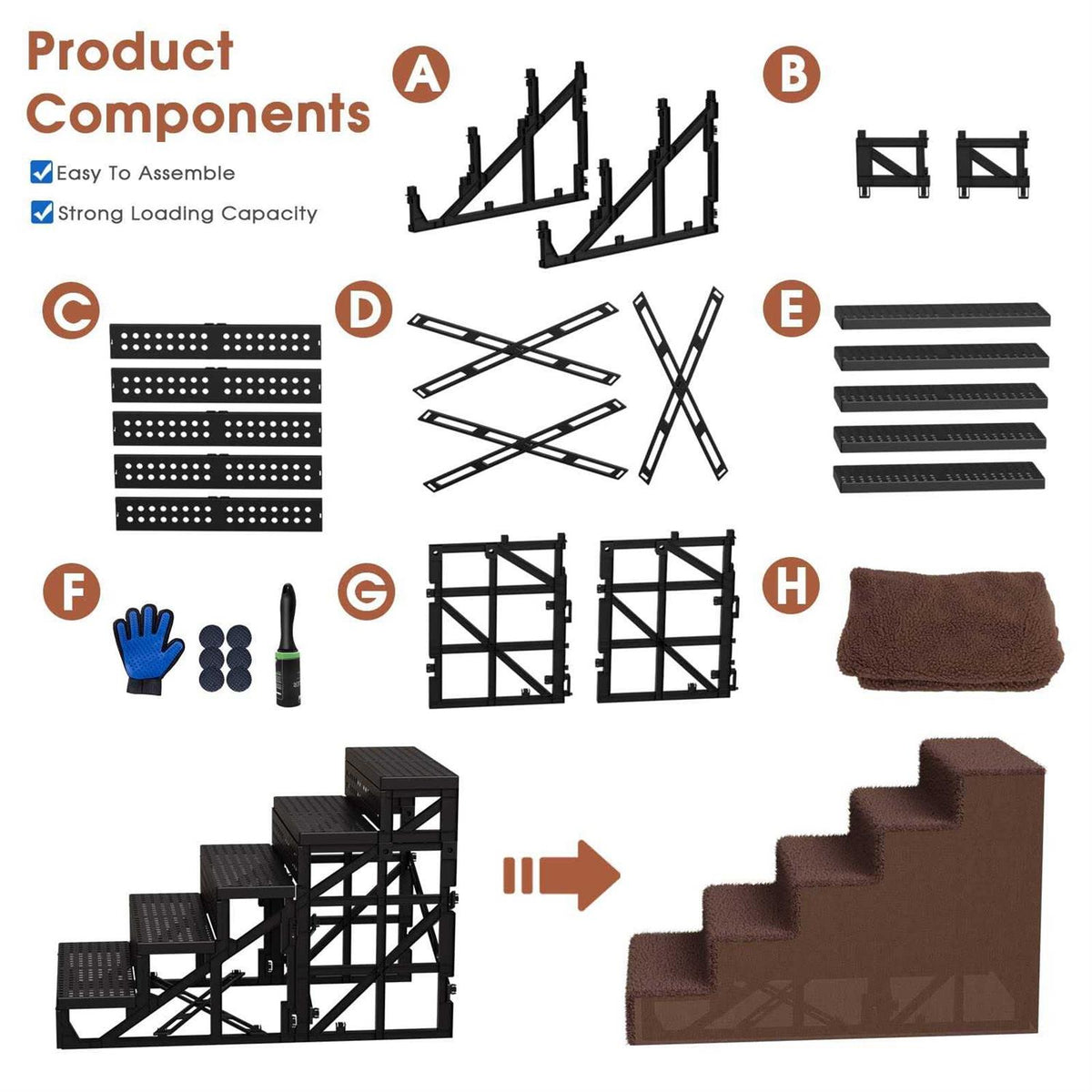 Plastic 5-Step Non-Slip Dog Stairs O396