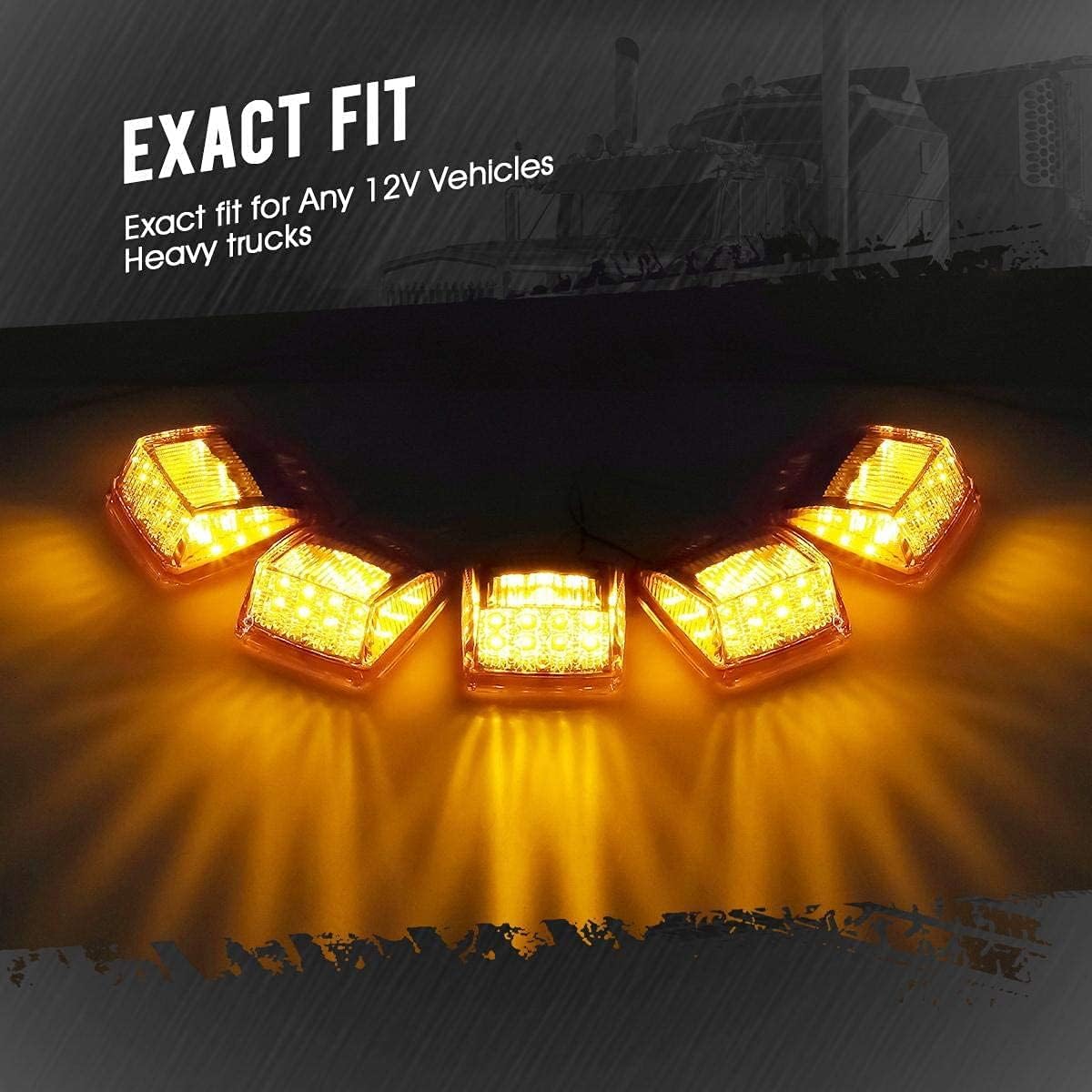 10Pcs Amber LED Side Marker Lights Chrome Surface Mount with Bullet Plugs S251