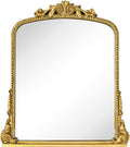 Antiqued Gold Ornate Arched Wall Mirror, 30 x 34'' P9906