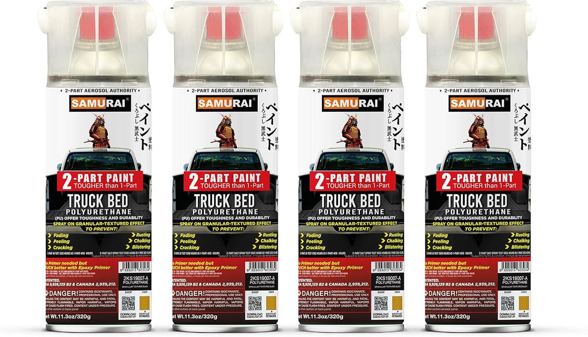 Black 2-Part Polyurethane Bed Liner Spray, 11.3 Ounce, 4 Packs F47554