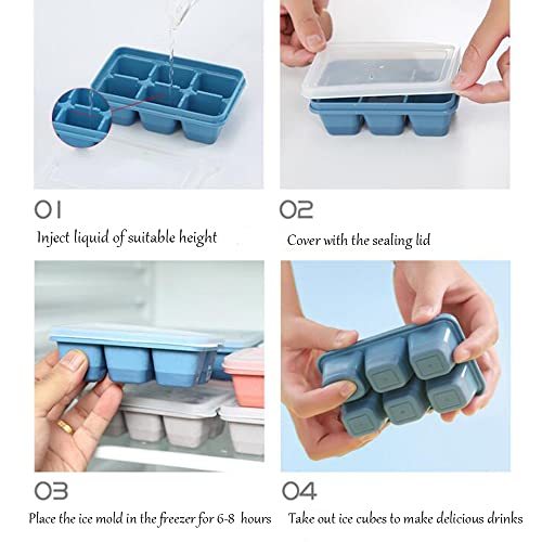 3 Pack Mini Ice Cube Trays with Lid Silicone K9427
