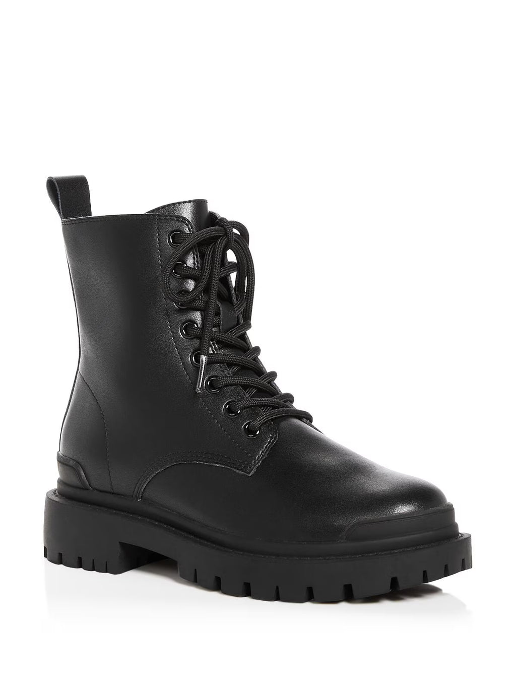 Black Leather Combat Boots I64283