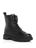 Black Leather Combat Boots I64283