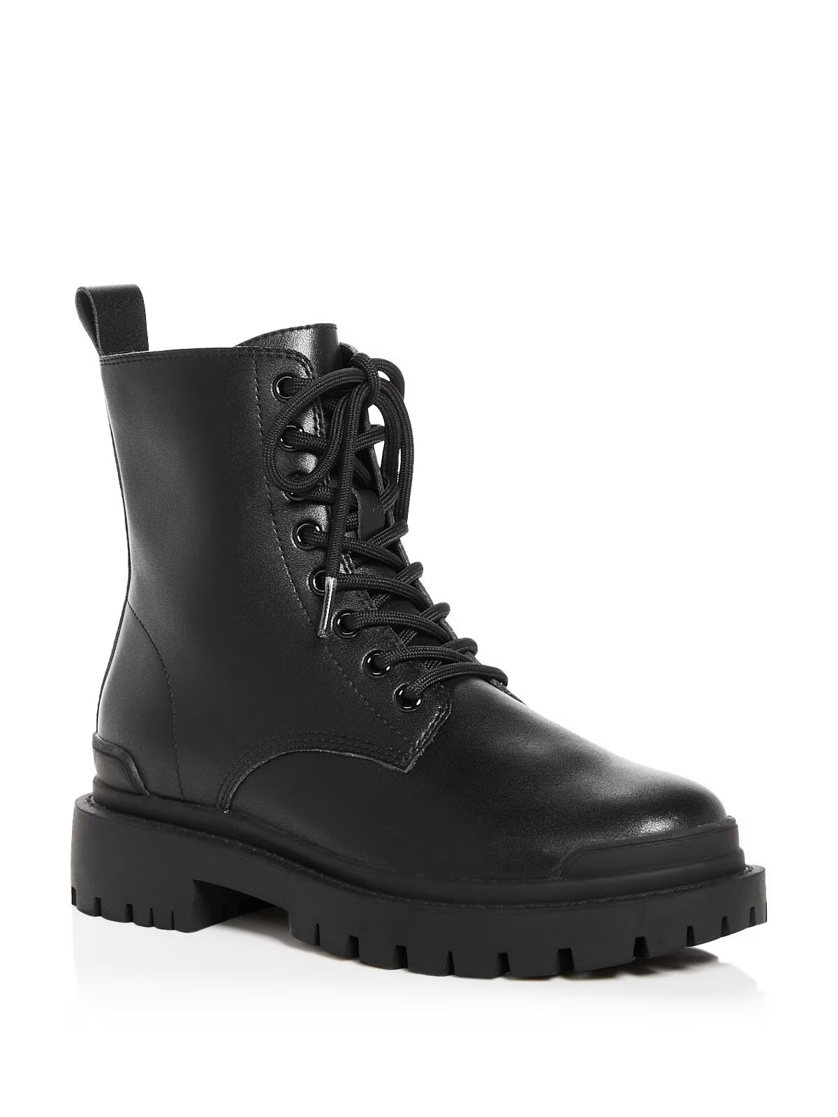Black Leather Combat Boots I64283