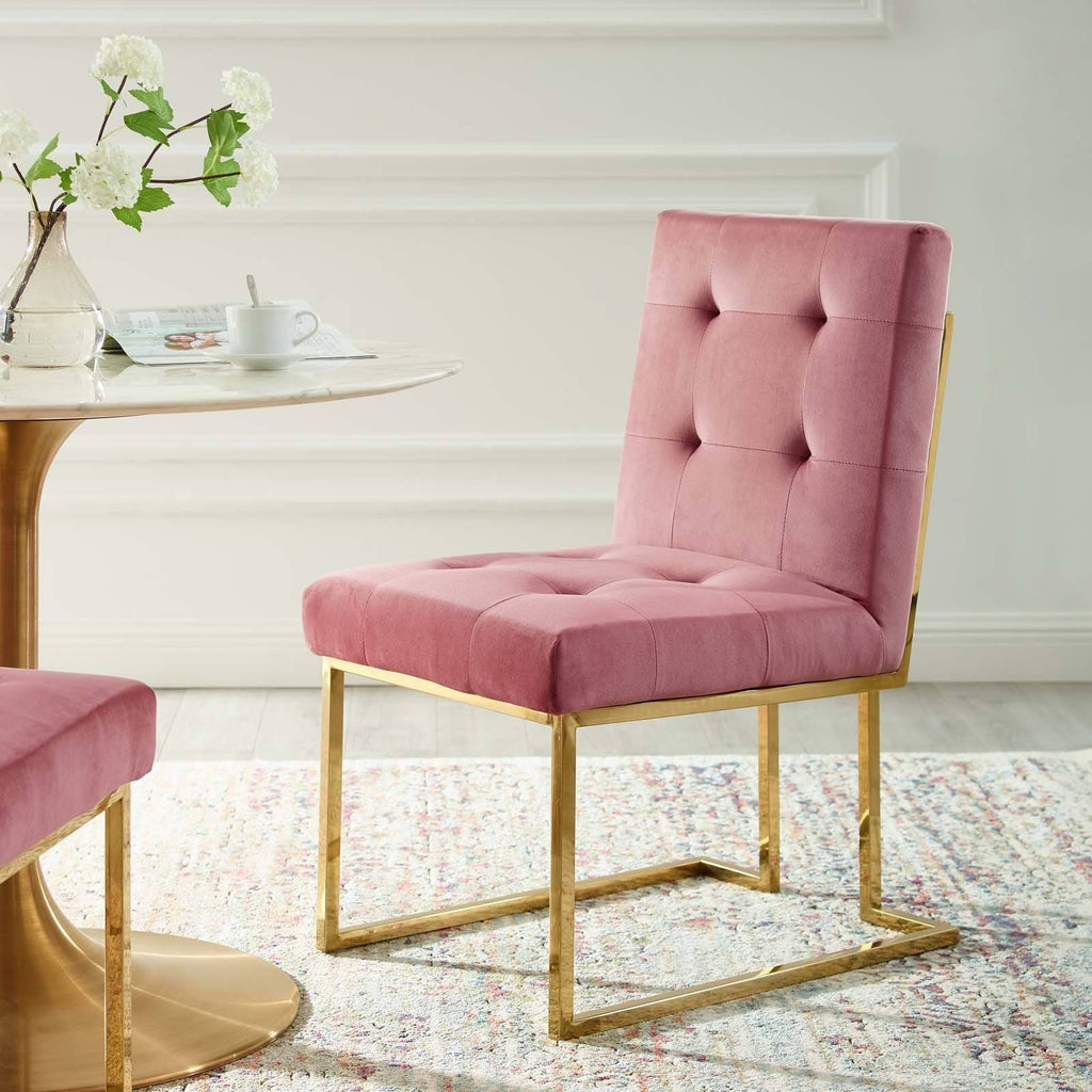 Gold Dusty Rose Performance Velvet Dining Chair P763