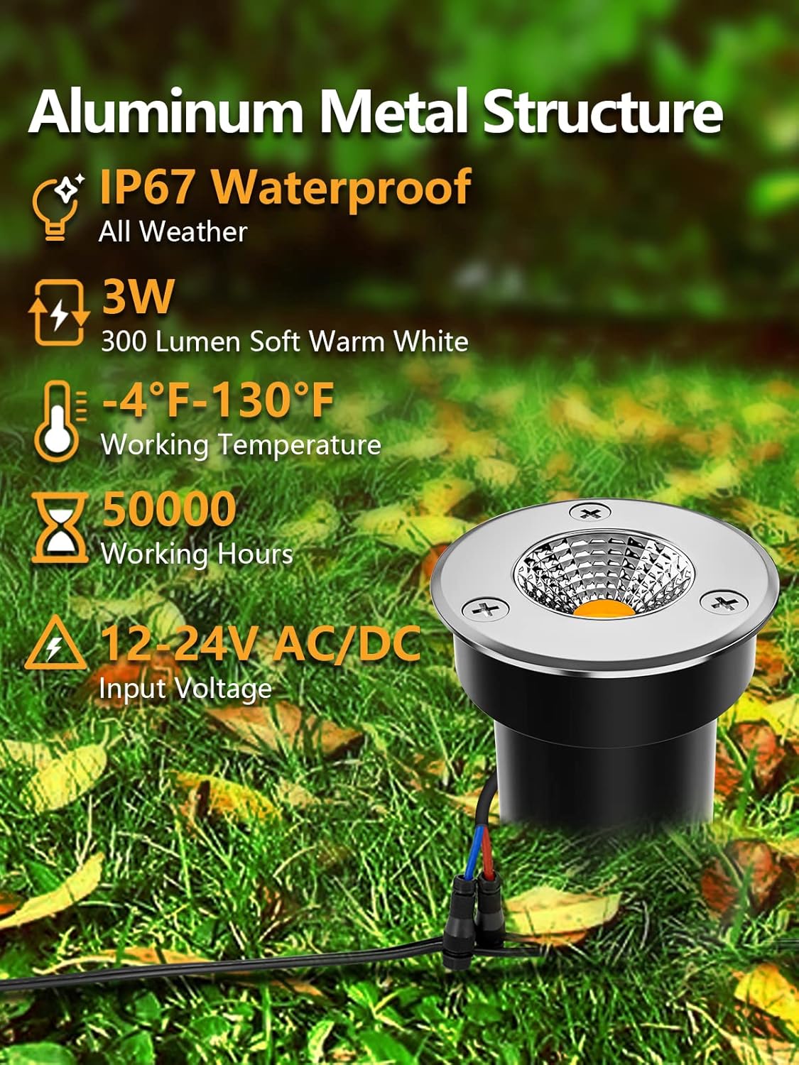 8 Pack 3W LED Warm White Well Lights R349