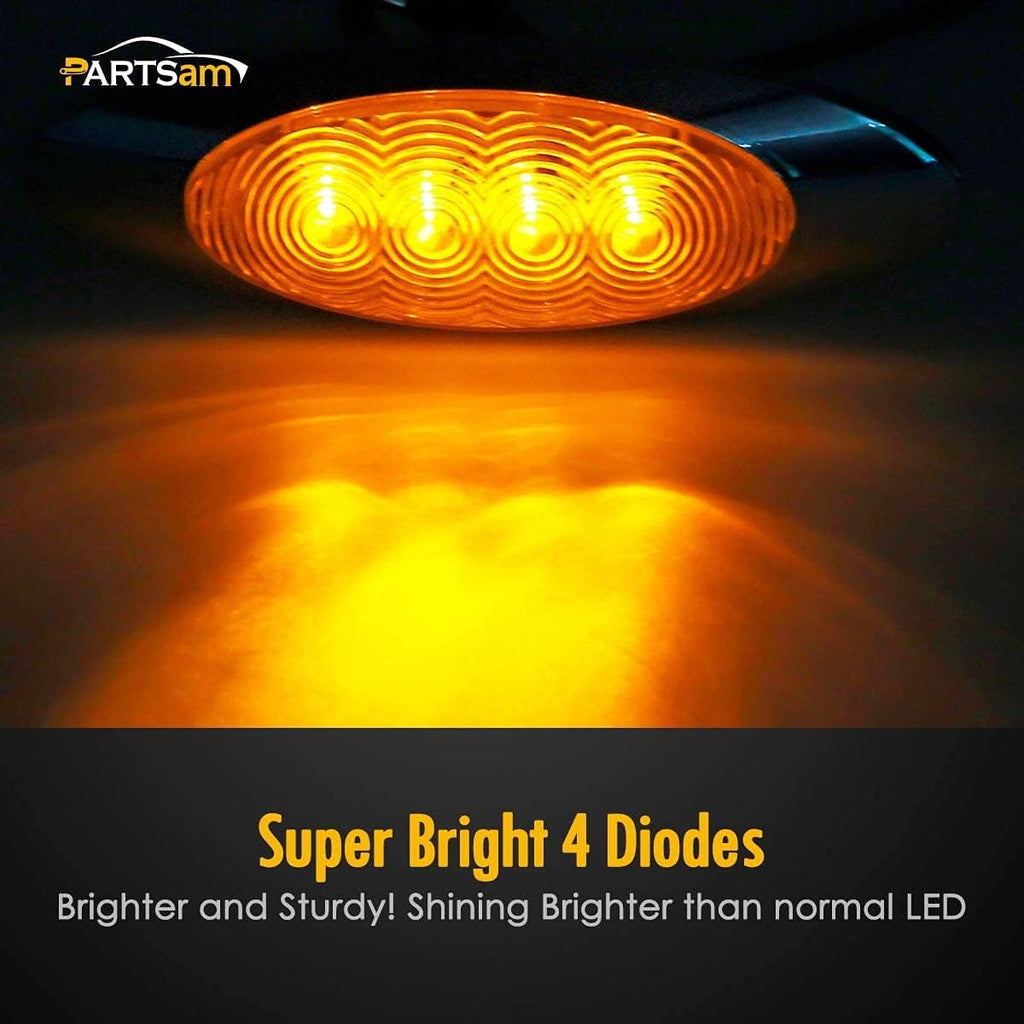 10Pcs Amber LED Side Marker Lights Chrome Surface Mount with Bullet Plugs S251