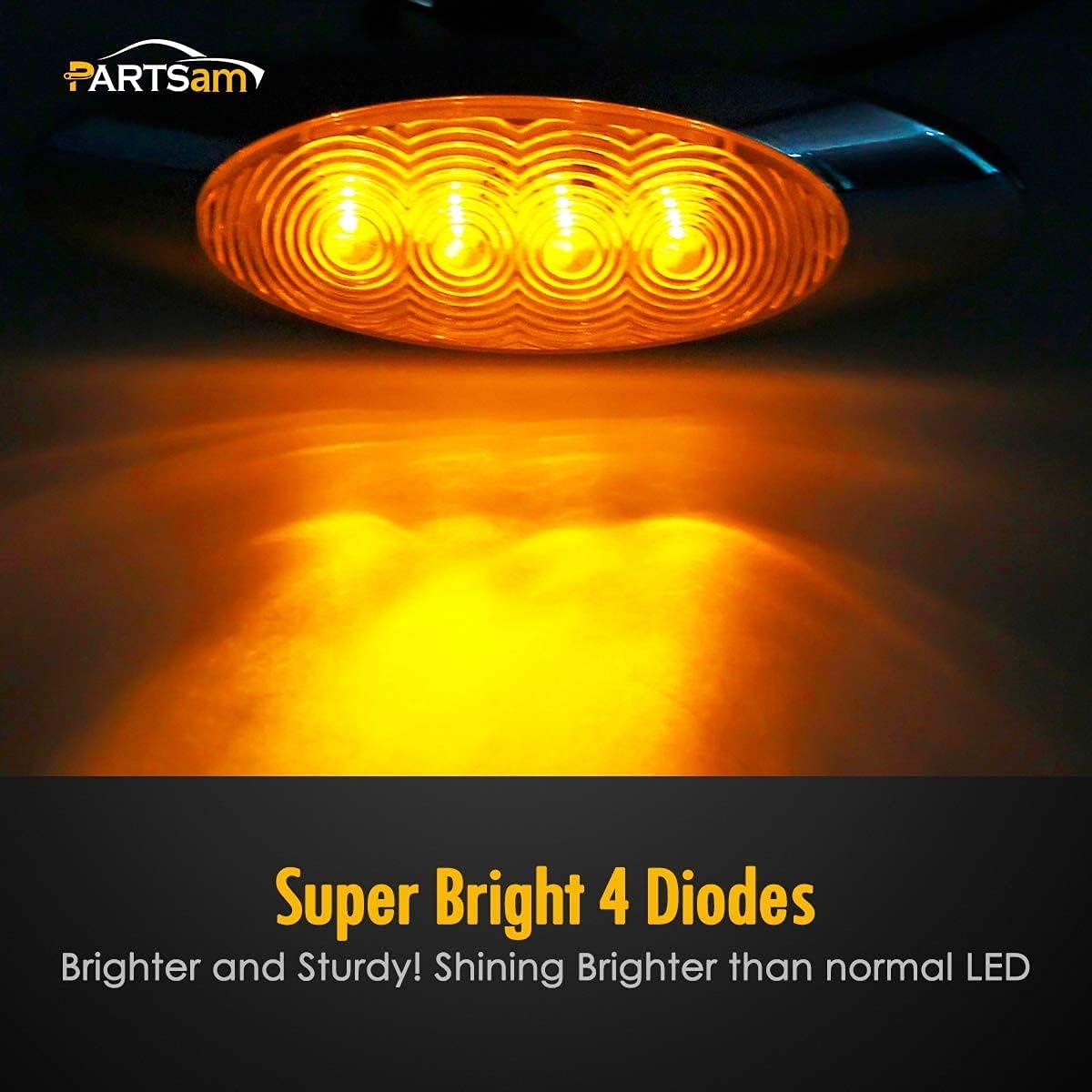 10Pcs Amber LED Side Marker Lights Chrome Surface Mount with Bullet Plugs S251