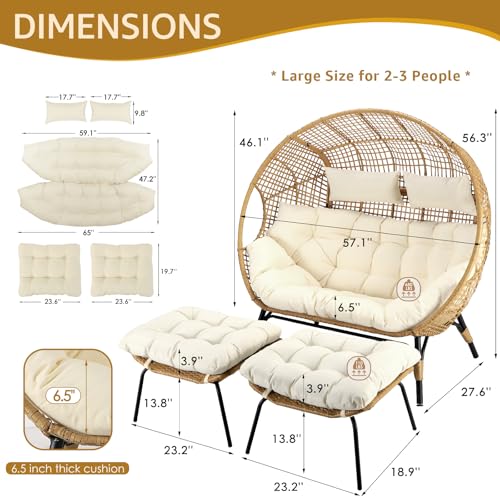Oversized Double Egg Chair with Cushions N439
