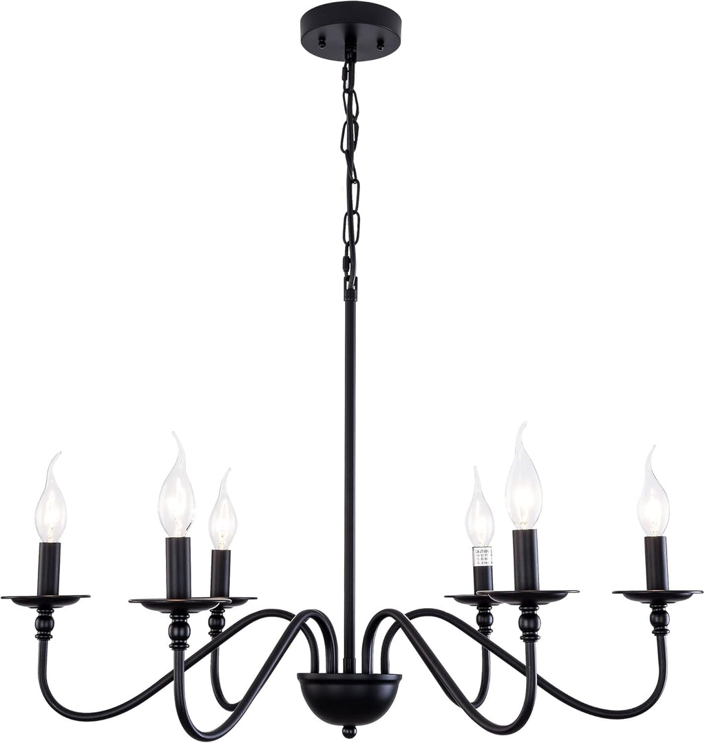 6-Lights Industrial Black Iron Pendant Light Fixture Chandelier D7175