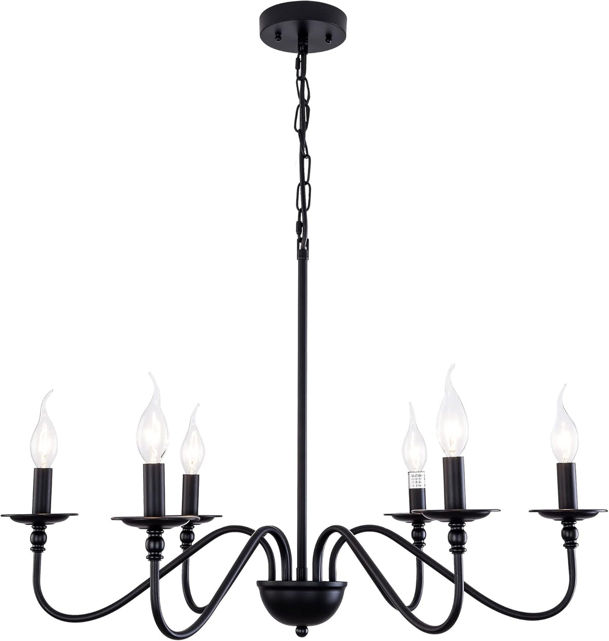 6-Lights Industrial Black Iron Pendant Light Fixture Chandelier D7175