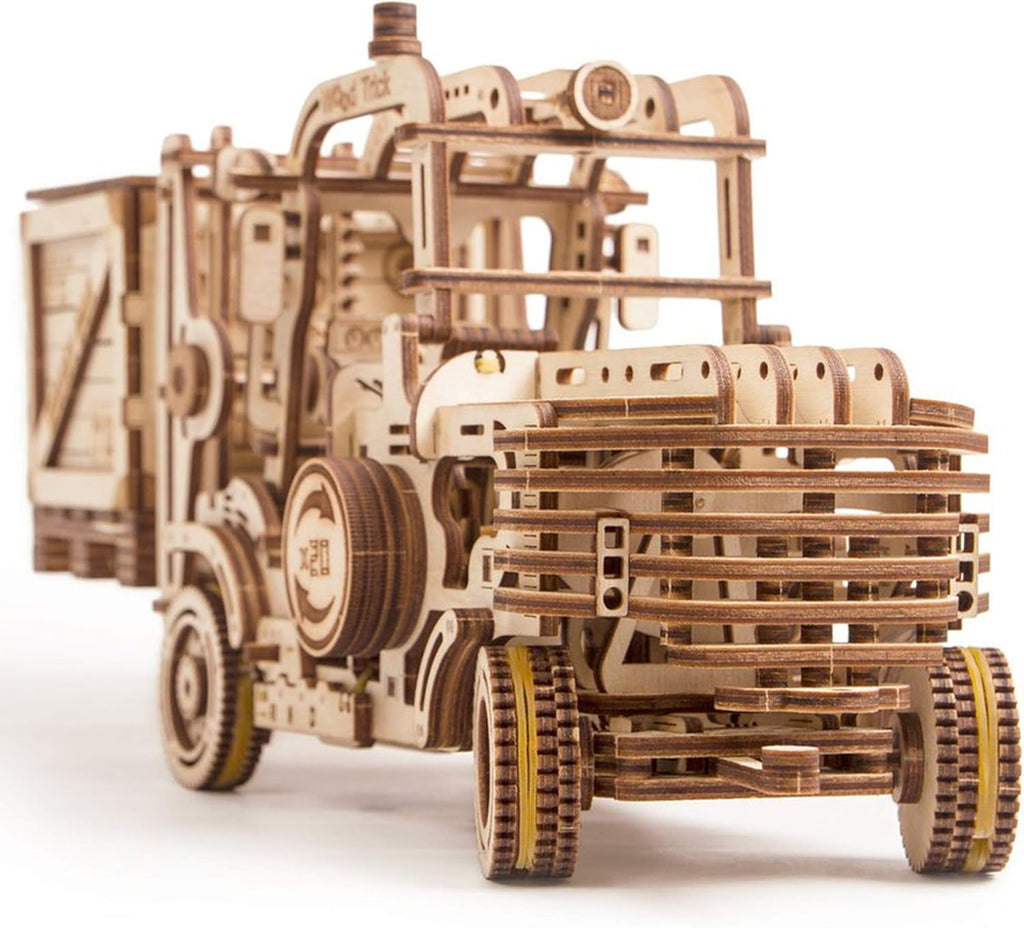 3D Wooden Puzzle Forklift Truck Model Kit with Pallet and Money Box B737444