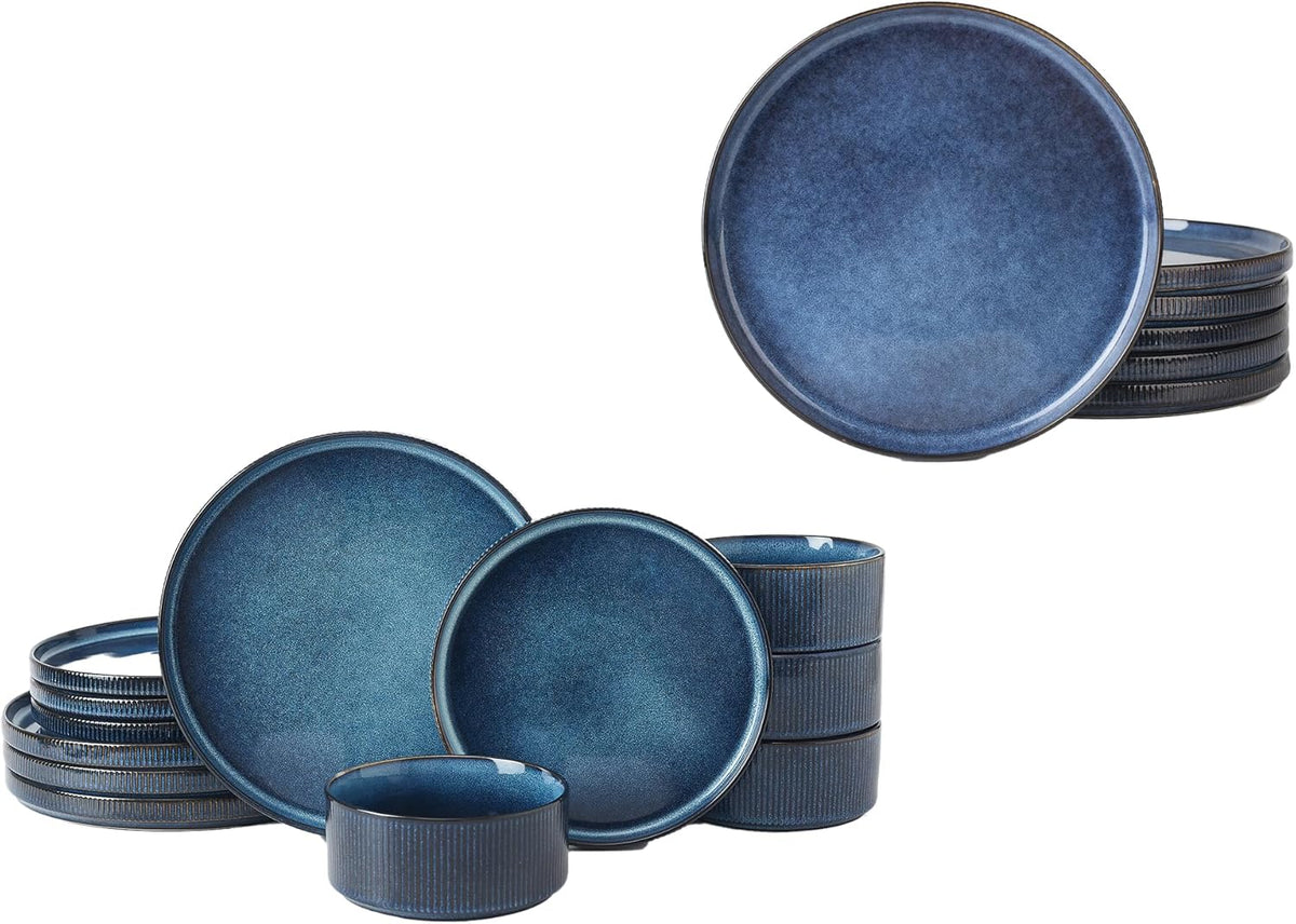 12 Piece Dinnerware Set with 10" Dinner Plates, Nebulas Blue W25018