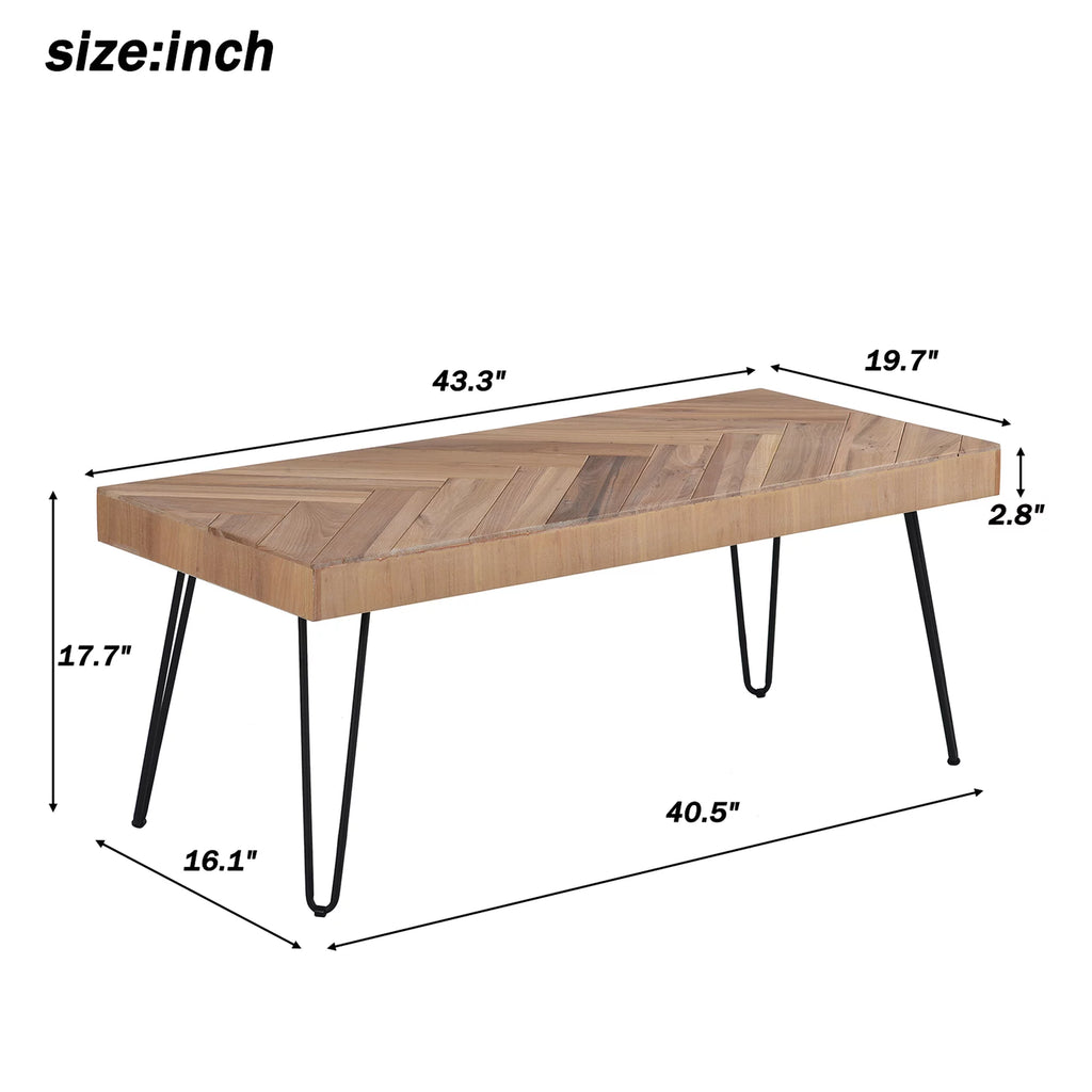 Coffee Table with Chevron Pattern & Metal Hairpin Legs S511
