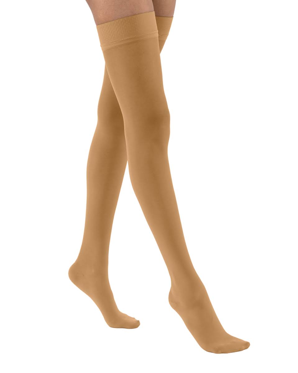 30-40 mmHg Small Suntan Thigh High Silicone Dot Band F9330