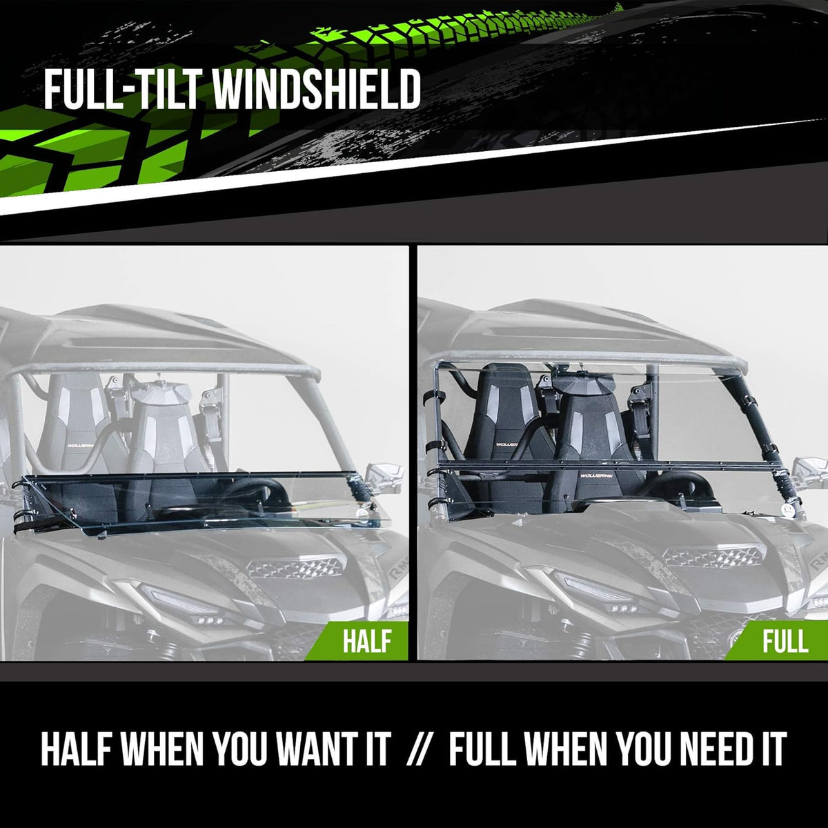 UTV Windshield Full Tilting 1/4" Scratch Resistant N522518