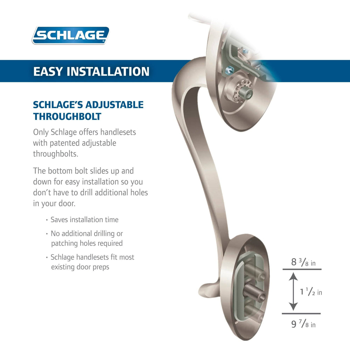 Satin Nickel Dummy Exterior Handleset U847