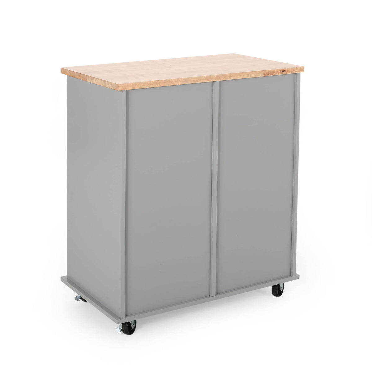 Natural + Black Kitchen Cart with Wheels H543