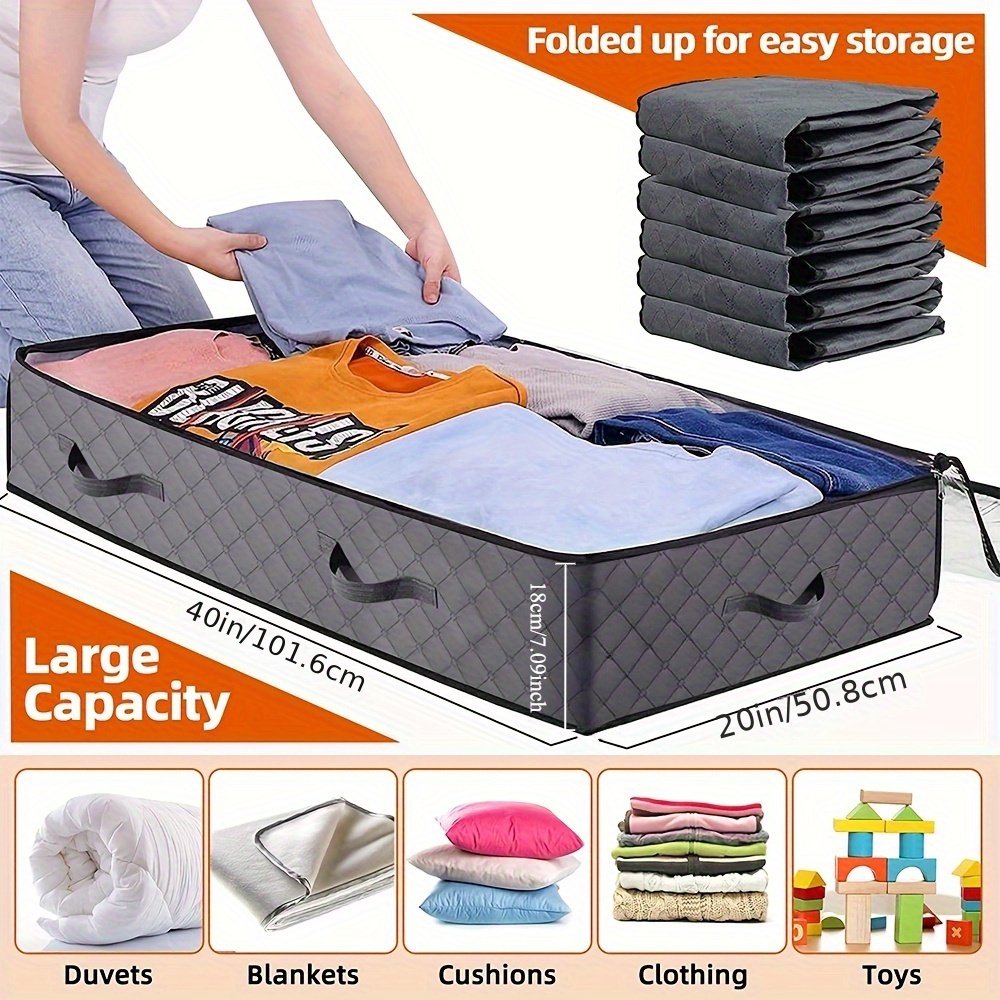 2pcs Heavy-Duty Metal Underbed Storage Bags Y4875