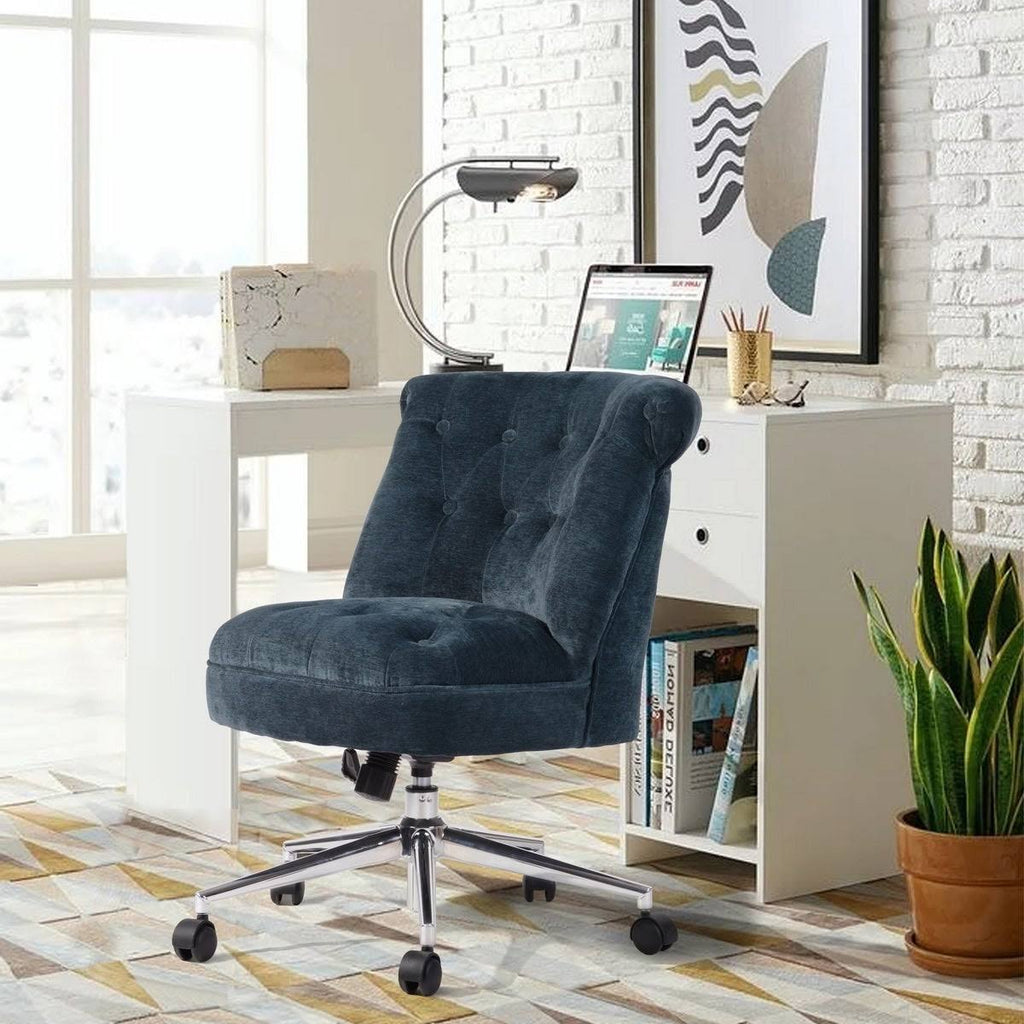 Blue Velvet Upholstered Task Chair K40481