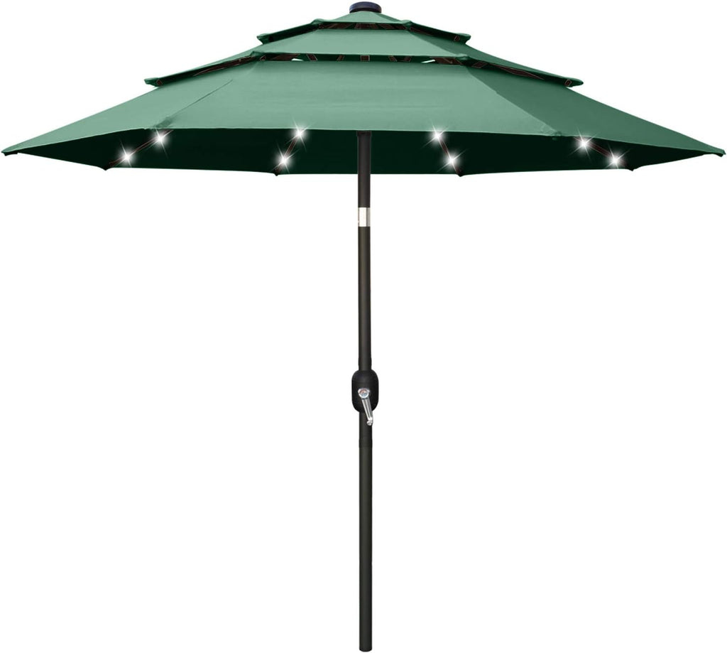 11FT Solar 3 Tiers Market Umbrella with 32 LED J3533