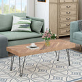 Coffee Table with Chevron Pattern & Metal Hairpin Legs S511