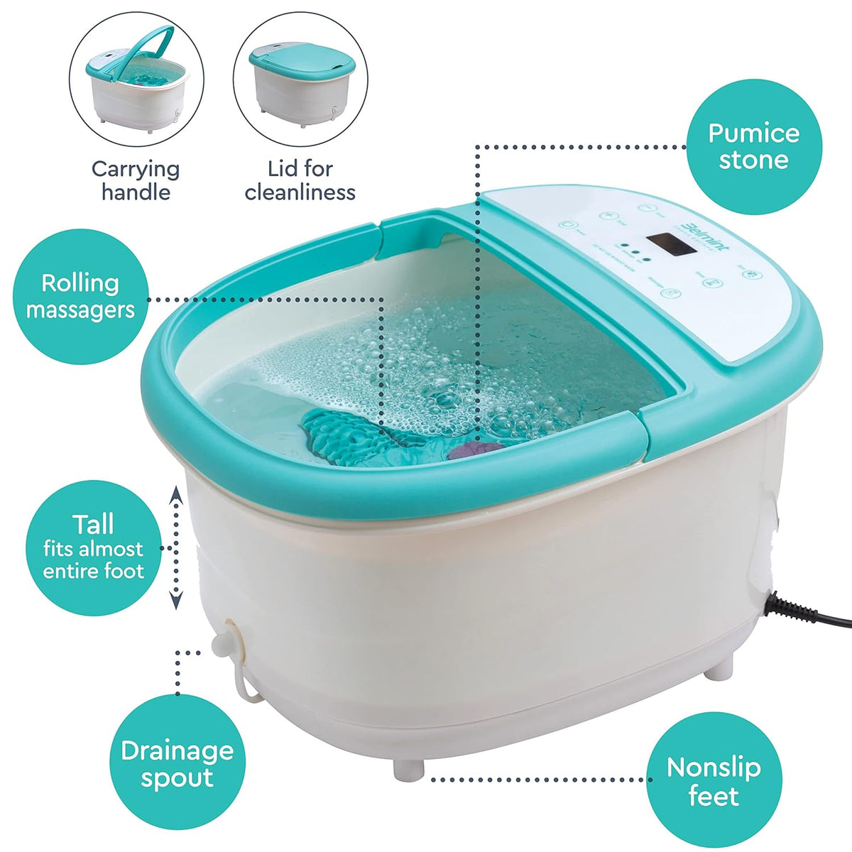Heated Foot Bath Spa with Shiatsu Massage and Callus Remover D853