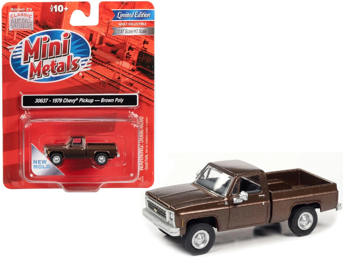 1979 Chevrolet Fleetside Pickup Truck Brown Metallic 1/87 (HO) Scale Model Car D382