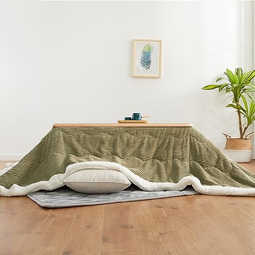 Kotatsu Table Blanket with Electric Heater, Japanese Furniture Futon Floor Table Set, Wooden Coffee Table F6681
