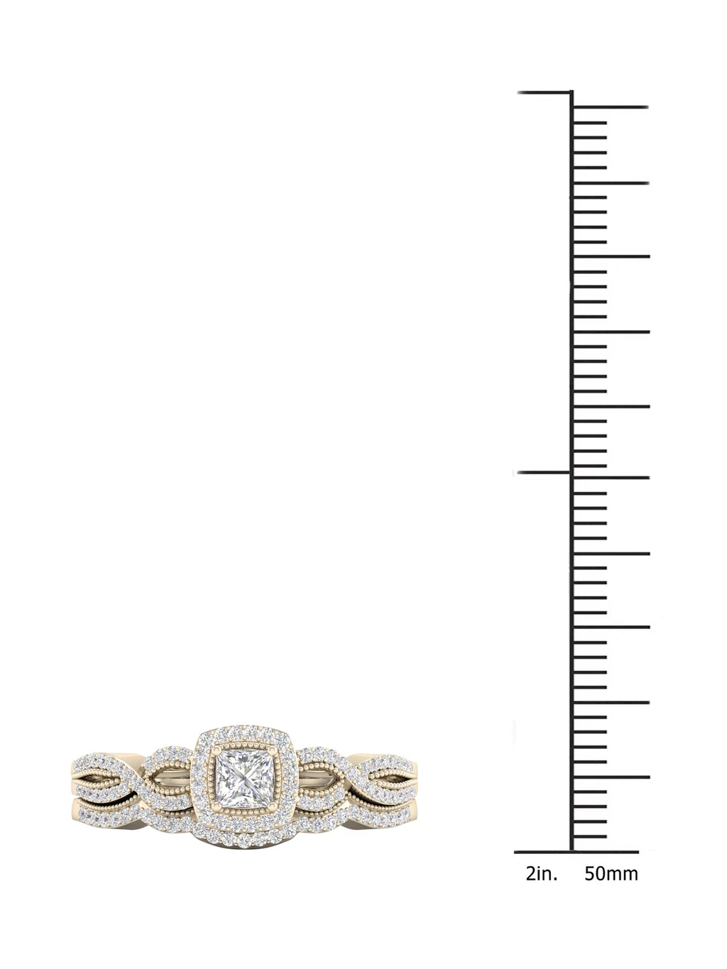 3/8Ct Diamond 10k Yellow Gold Halo Bridal Set F765