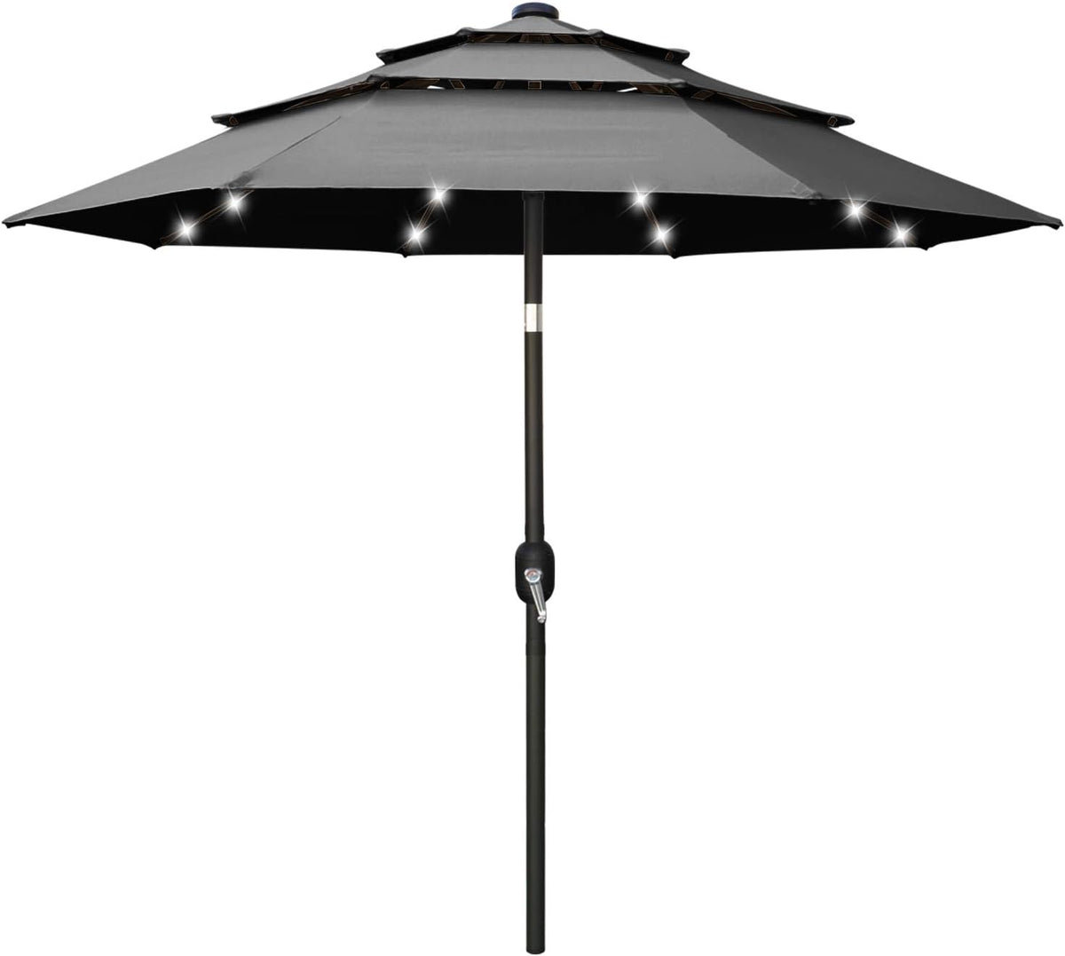 11FT Solar 3 Tiers Market Umbrella with 32 LED J3533